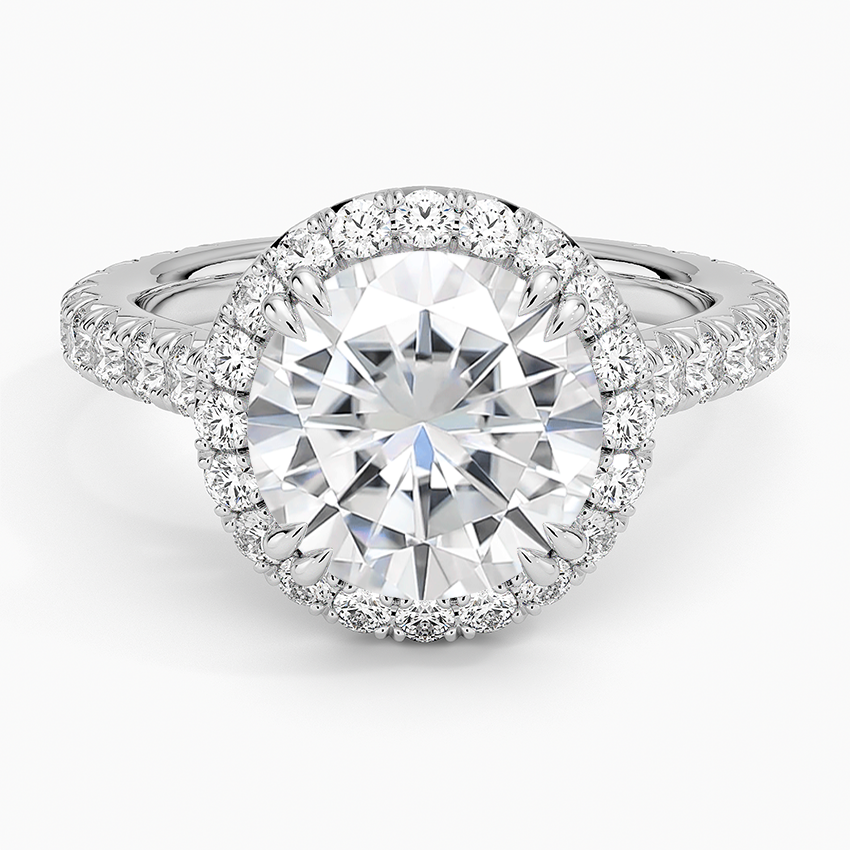 Moissanite Sienna Halo Three-Quarter Coverage Diamond Ring (3/4 ct. tw.) in 14K White Gold