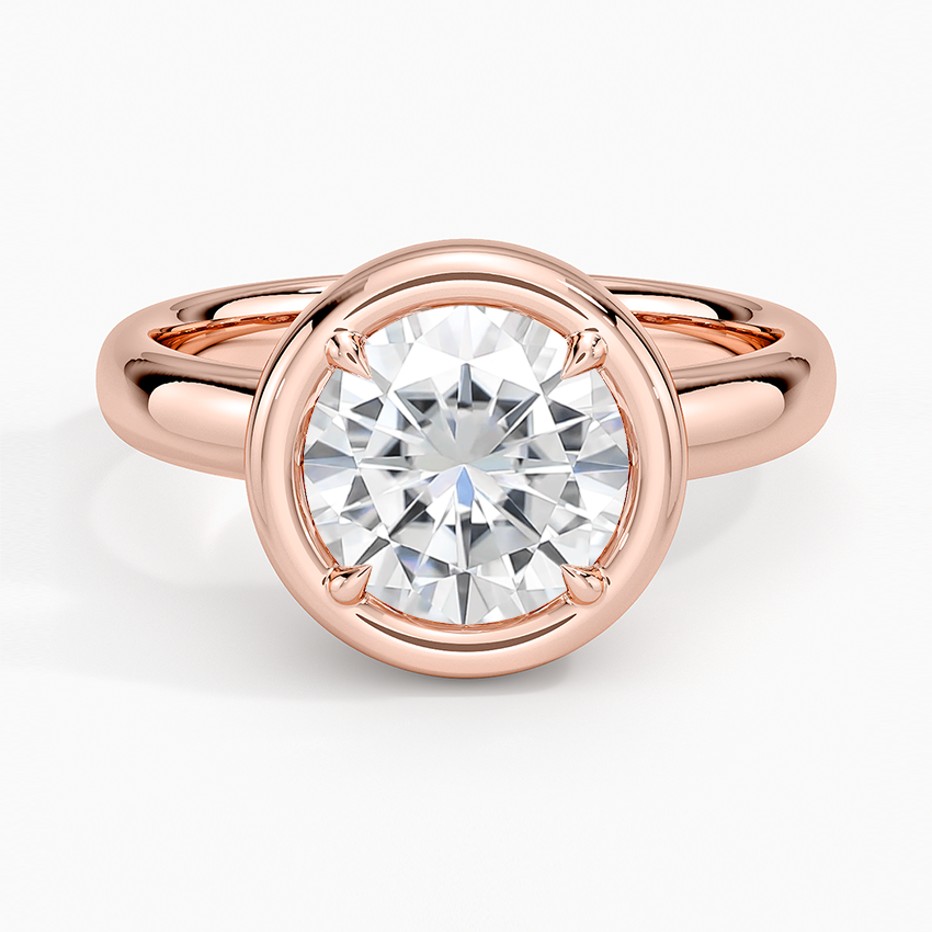 Moissanite Andrea Bezel Prong Ring in 14K Rose Gold
