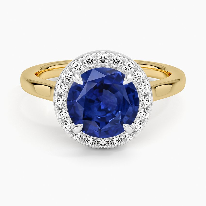 Sapphire Platinum Mixed Metal Julia Halo Diamond Ring (1/5 ct. tw.) in 18K Yellow Gold