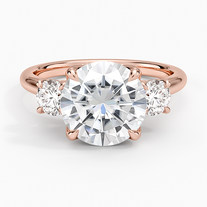 Moissanite Elodie Perfect Fit Three Stone Diamond Ring (1/2 ct. tw.) in 14K Rose Gold