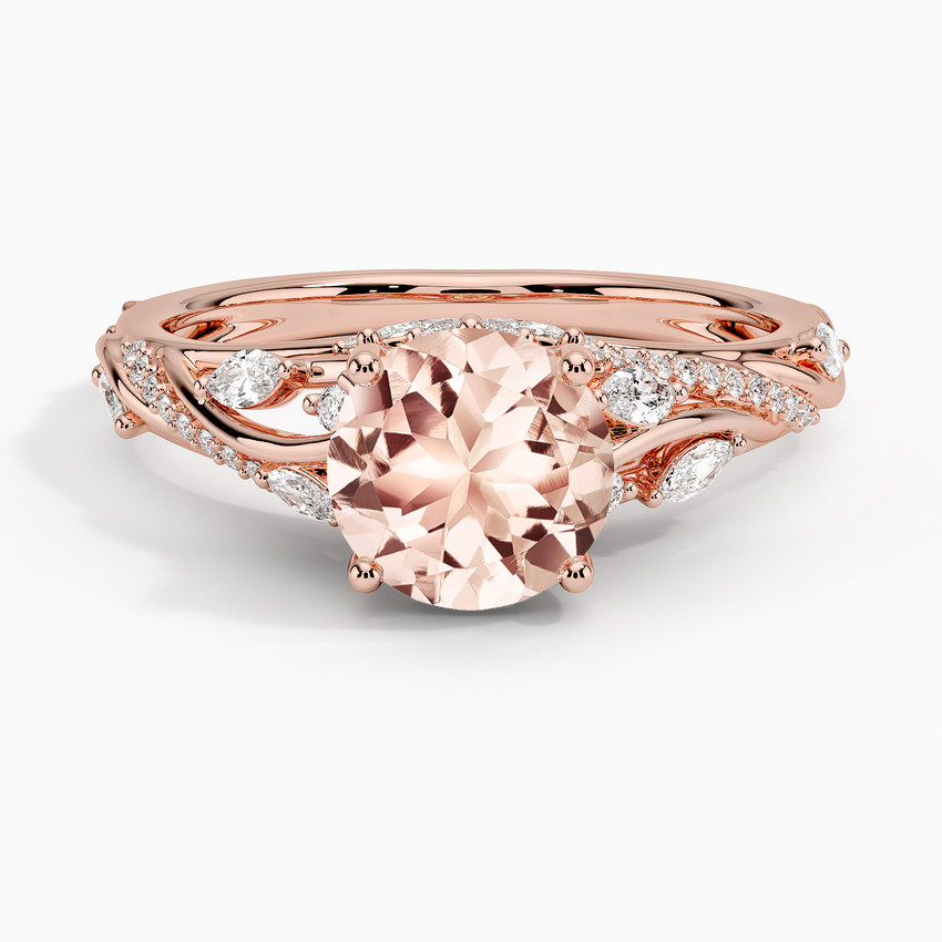Morganite Begonia Vine Diamond Ring (1/2 ct. tw.) in 14K Rose Gold