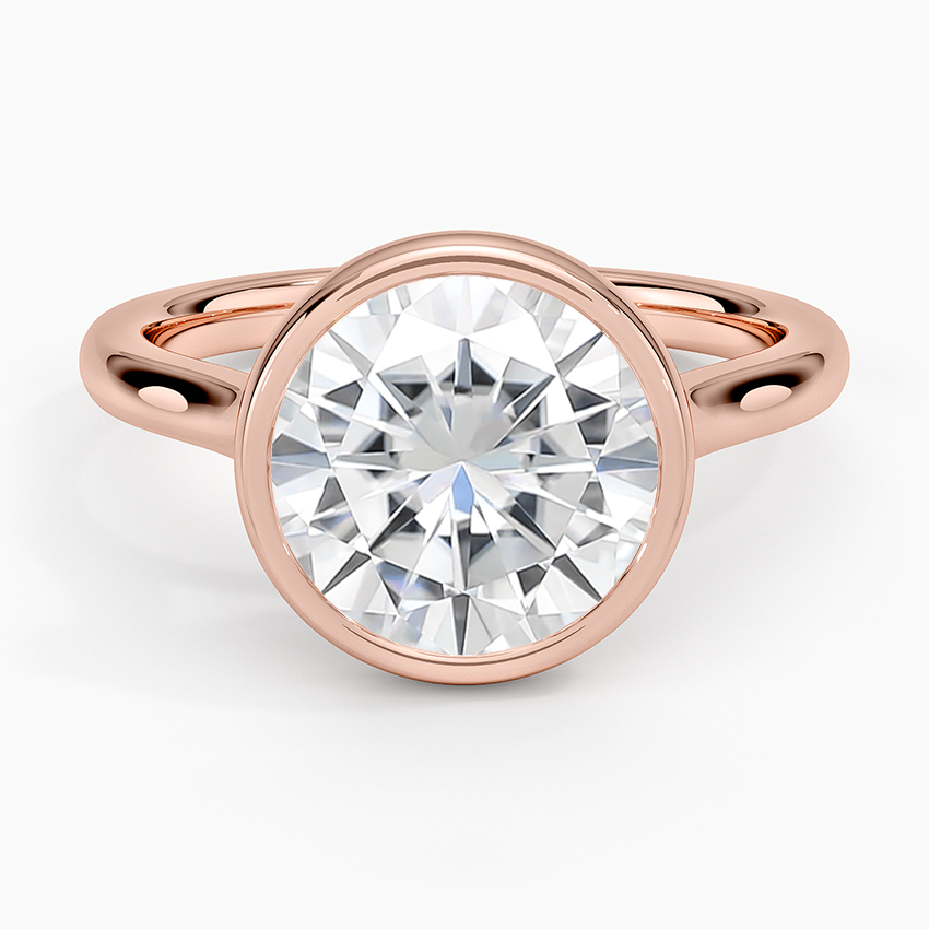 Moissanite Luna 2mm Bezel Ring in 14K Rose Gold
