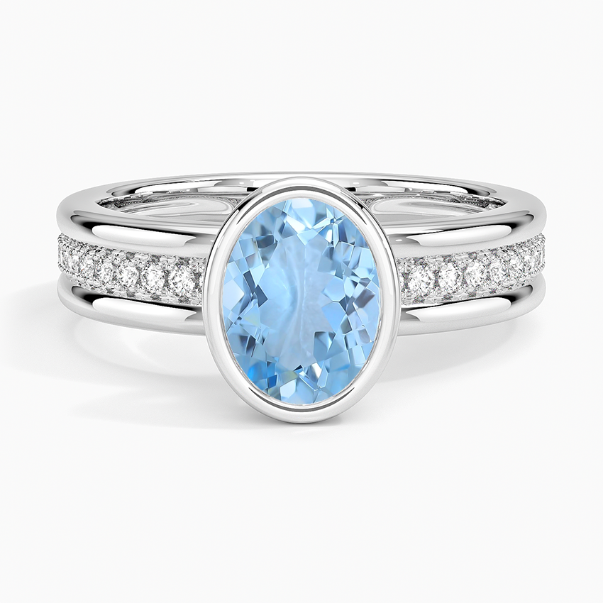 Aquamarine Sofia Triple Band Diamond Ring (1/4 ct. tw.) in 18K White Gold