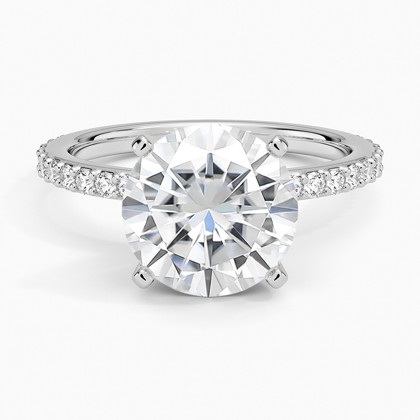 Moissanite Petite Shared Prong Three-Quarter Coverage Diamond Ring (1/3 ct. tw.) in 14K White Gold