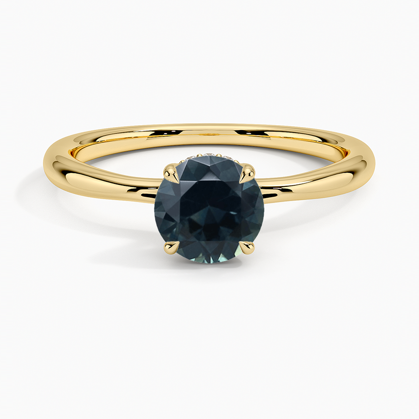 Sapphire Freesia Hidden Halo Diamond Ring in 18K Yellow Gold