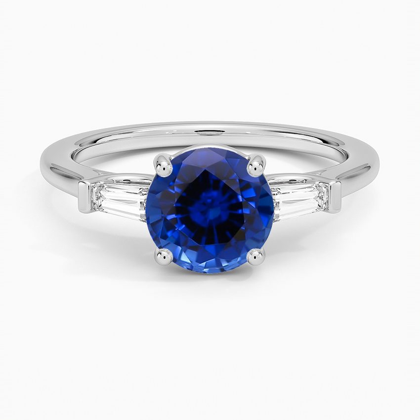 Sapphire Perfect Fit Tapered Baguette Diamond Ring in 18K White Gold