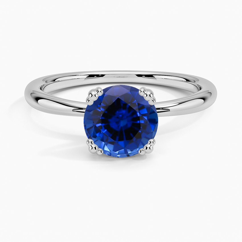Sapphire Freesia Triple-Prong Solitaire Ring in 18K White Gold