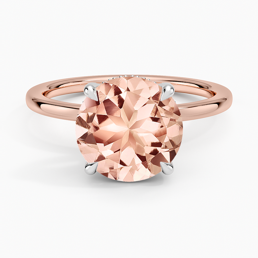 Morganite Platinum Adorned Mixed Metal Diamond Ring in 14K Rose Gold