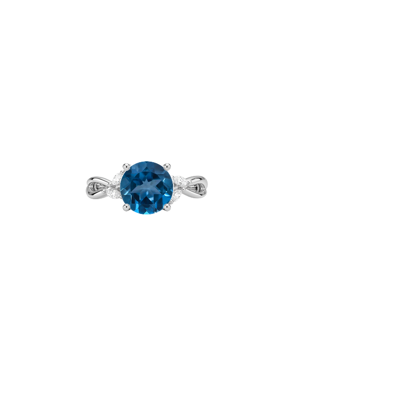 Radiant Cut London Blue Topaz White Gold Ring top 18kgp