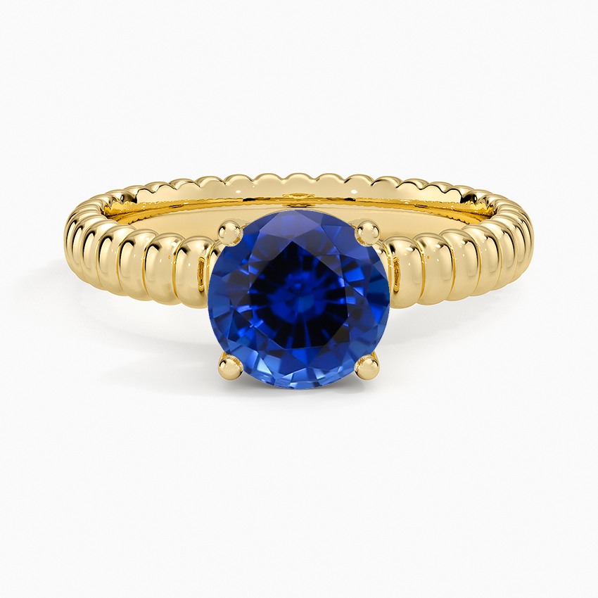 Sapphire Petra Textured Solitaire Ring in 18K Yellow Gold