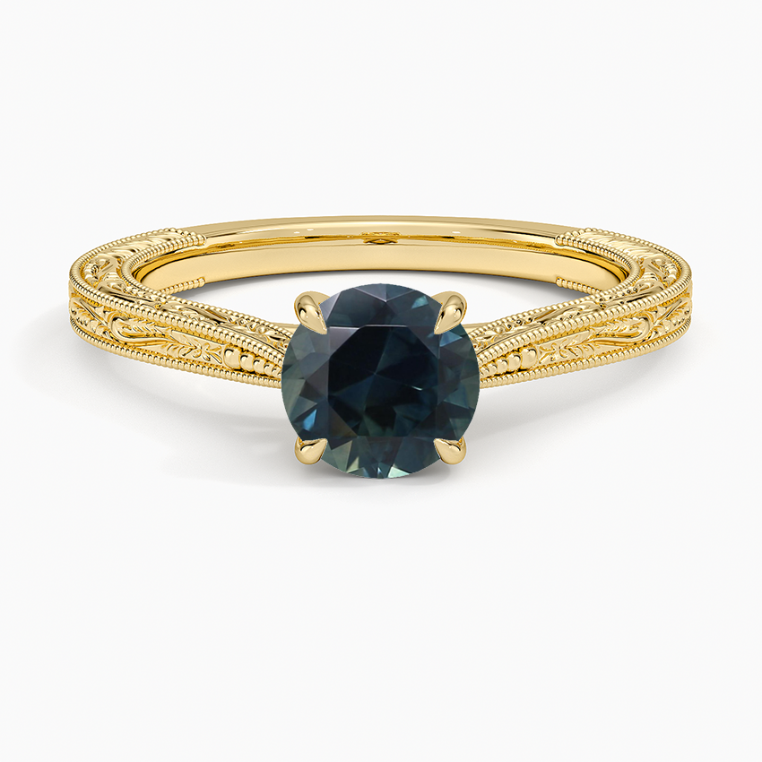 Sapphire Elsie Engraved Ring in 18K Yellow Gold