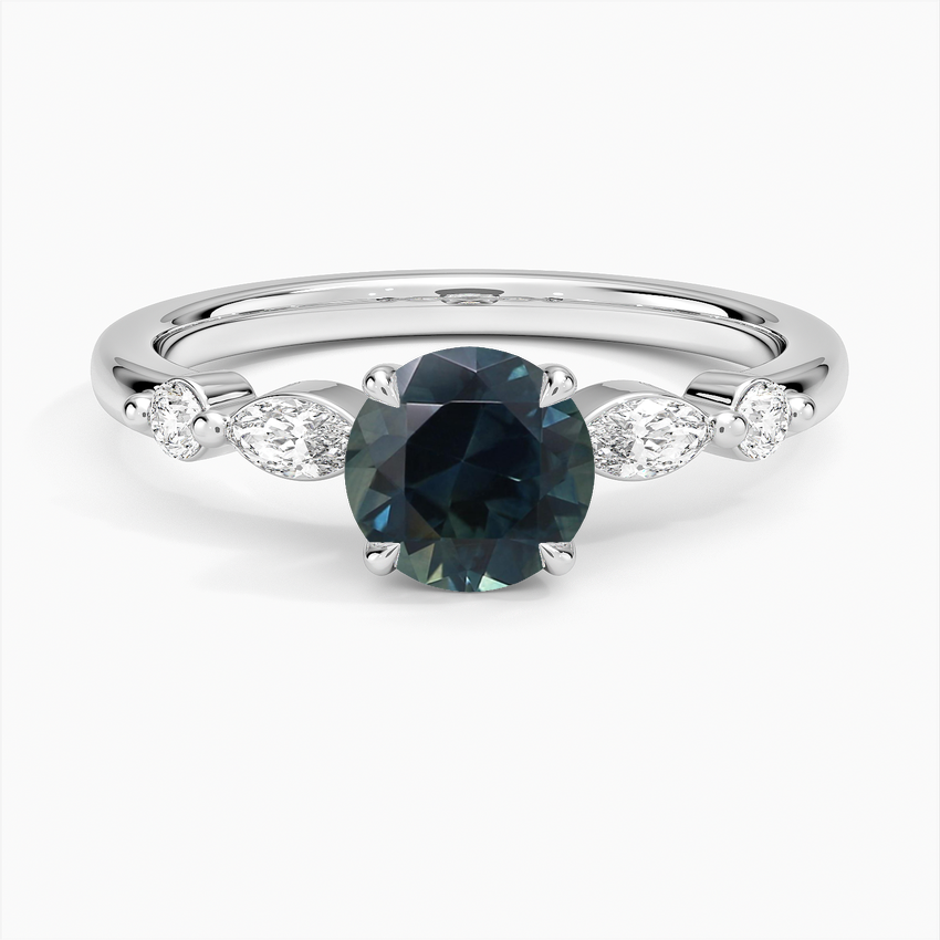 Sapphire Versailles One-Quarter Coverage Diamond Ring in 14K White Gold