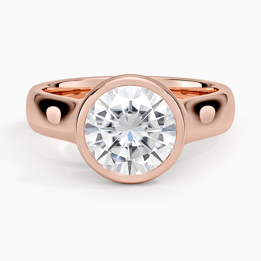 Moissanite Luna 4mm Bezel Ring in 14K Rose Gold