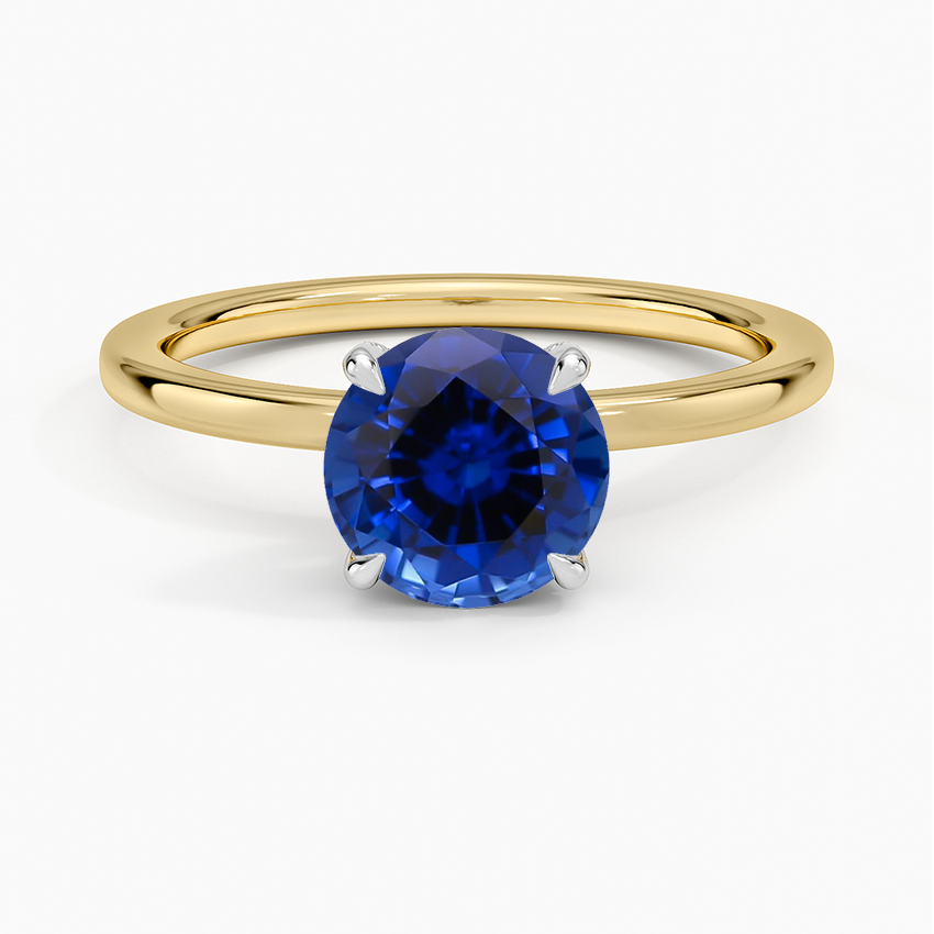 Sapphire Mixed Metal Lumiere Diamond Ring in 18K Yellow Gold