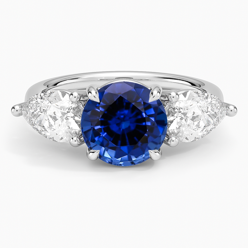 Lab Grown Sapphire Luxe Opera Three Stone Diamond Ring (1 1/3 ct. tw.) in 18K White Gold