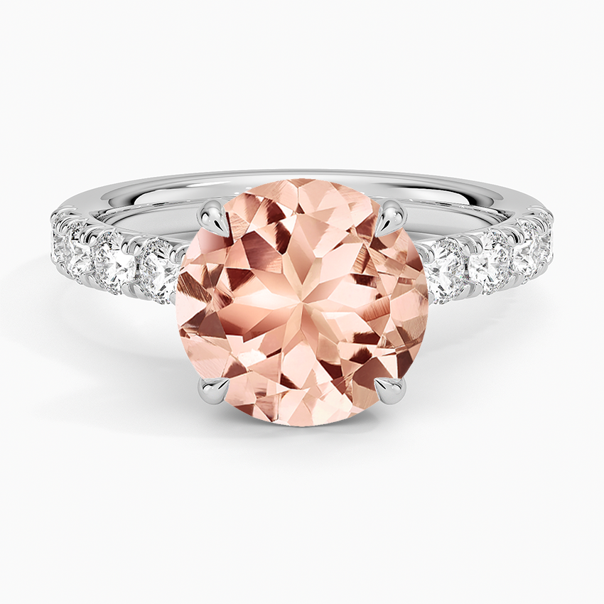 Morganite Anthology Half Coverage Diamond Ring (1/2 ct. tw.) in 14K White Gold