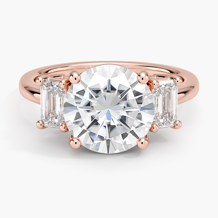 Moissanite Luxe Rhiannon Three Stone Diamond Ring (3/4 ct. tw.) in 14K Rose Gold