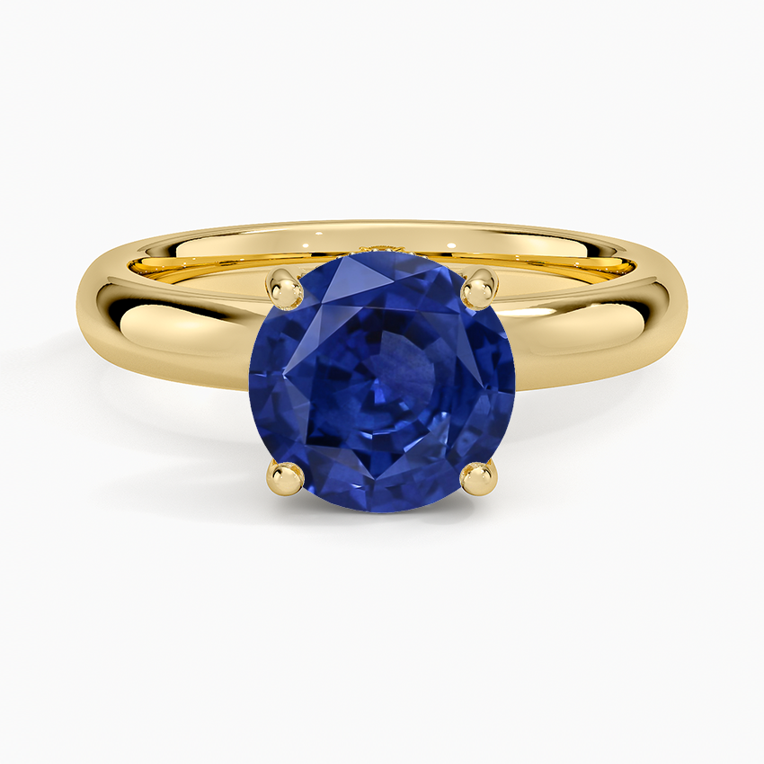 Sapphire Sydney Perfect Fit Halo 3mm Diamond Ring in 14K Yellow Gold