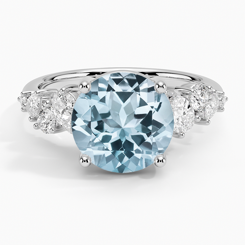 Aquamarine Olivetta Tapered Diamond Ring (1/2 ct. tw.) in 14K White Gold