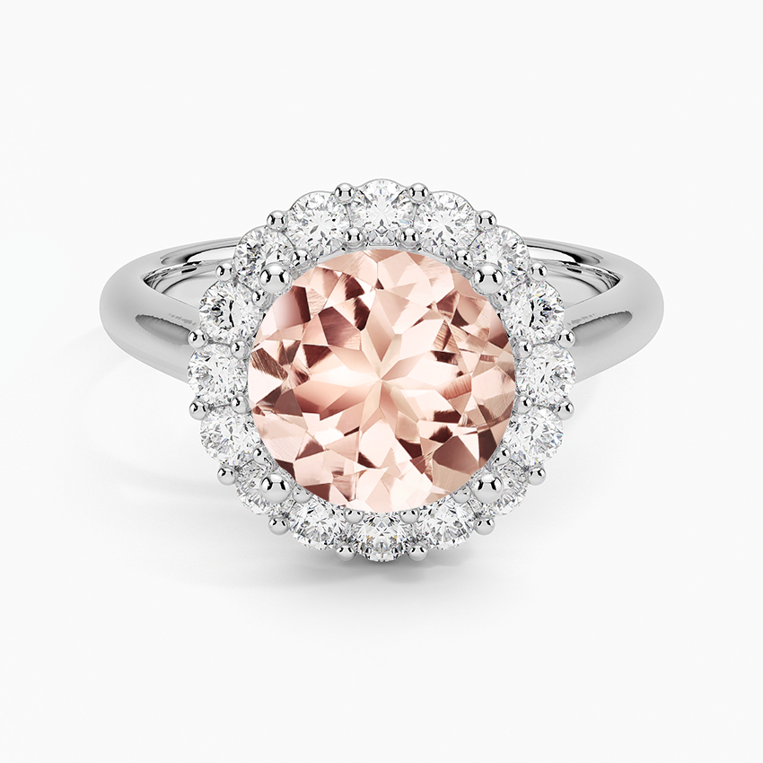 Morganite Lotus Flower Ring in 14K White Gold