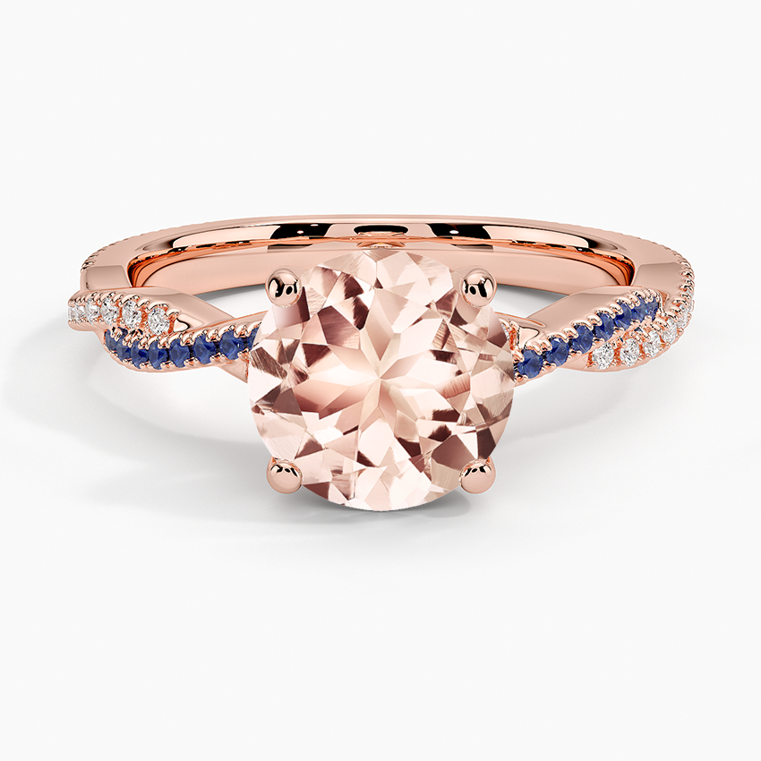 Morganite Petite Luxe Twisted Vine Sapphire and Diamond Ring (1/8 ct. tw.) in 14K Rose Gold