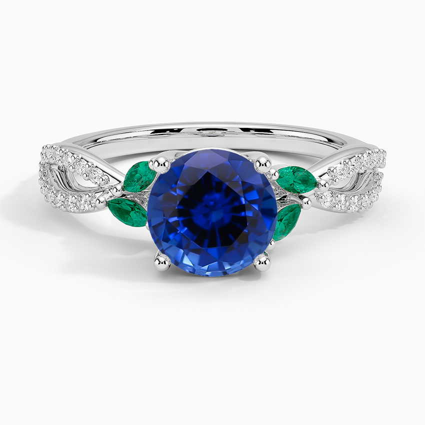 Sapphire Luxe Willow Lab Emerald and Diamond Ring (1/8 ct. tw.) in 18K White Gold