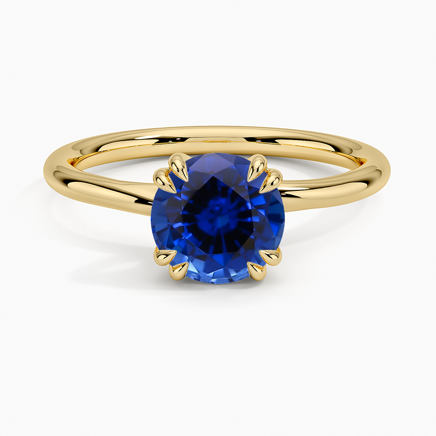 Sapphire Dulce Double Claw Prong Solitaire Ring in 18K Yellow Gold