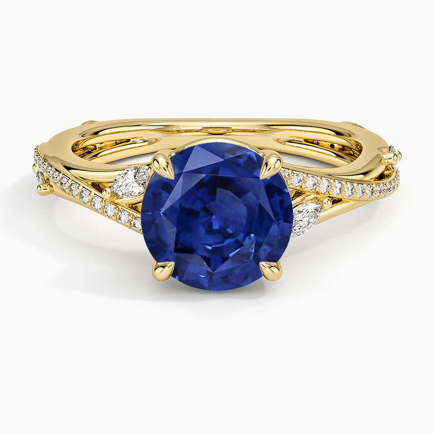 Sapphire Begonia Vine Diamond Ring (1/4 ct. tw.) in 14K Yellow Gold