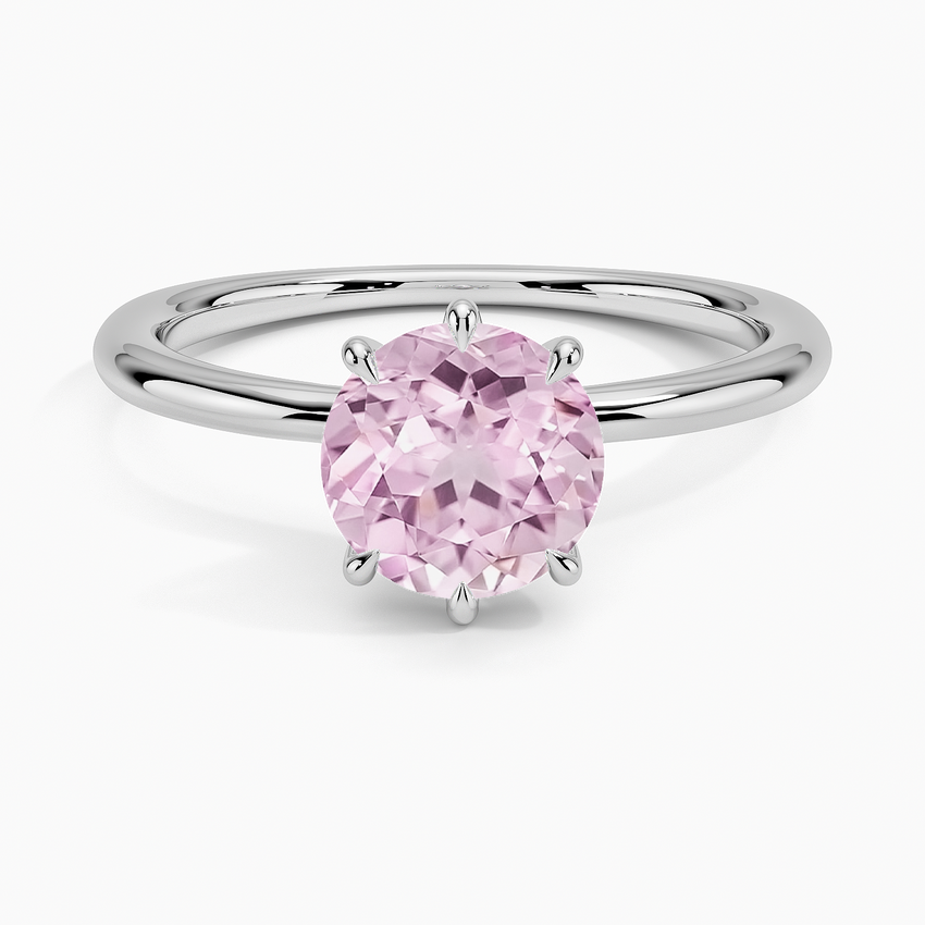 Lab Grown Sapphire Freesia Six-Prong Solitaire Ring in 14K White Gold