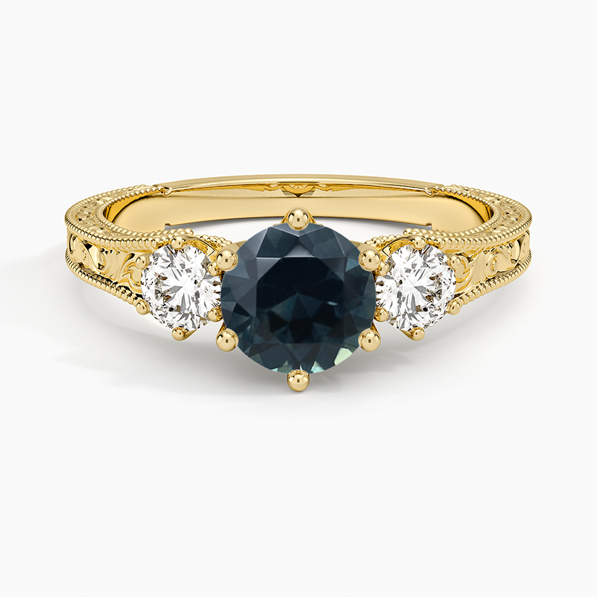 Sapphire Hudson Engraved Three Stone Diamond Ring (1/3 ct. tw.) in 14K Yellow Gold
