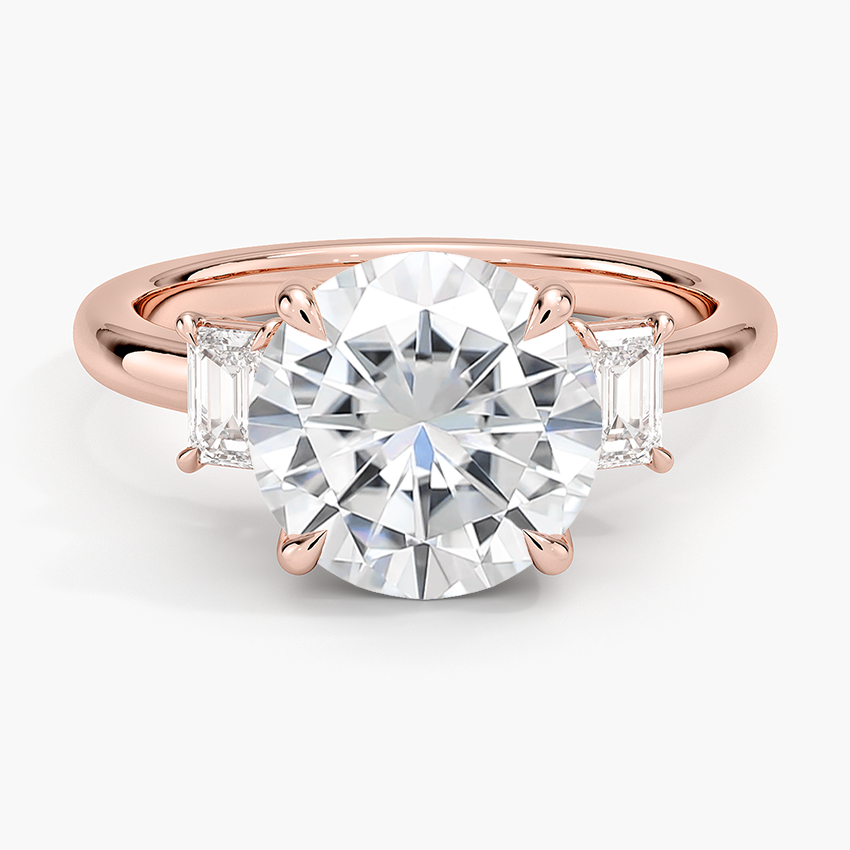 Moissanite Petite Rhiannon Three Stone Diamond Ring (1/4 ct. tw.) in 14K Rose Gold