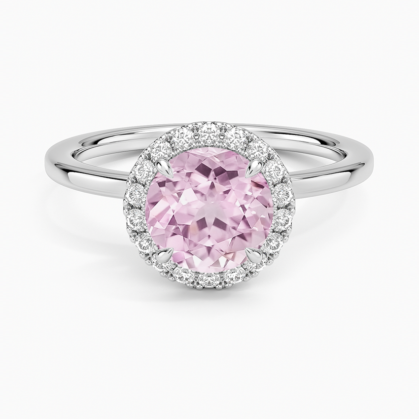 Lab Grown Sapphire Vienna Halo Diamond Ring in 14K White Gold
