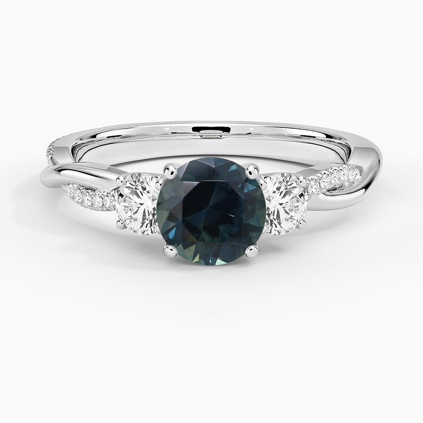 Sapphire Petite Twisted Vine Three Stone Diamond Ring (2/5 ct. tw.) in 18K White Gold