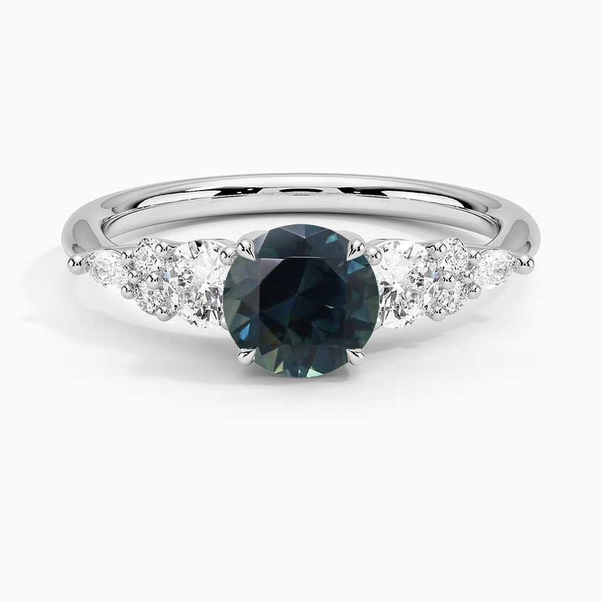 Sapphire Nadia Three Stone Diamond Ring in 18K White Gold