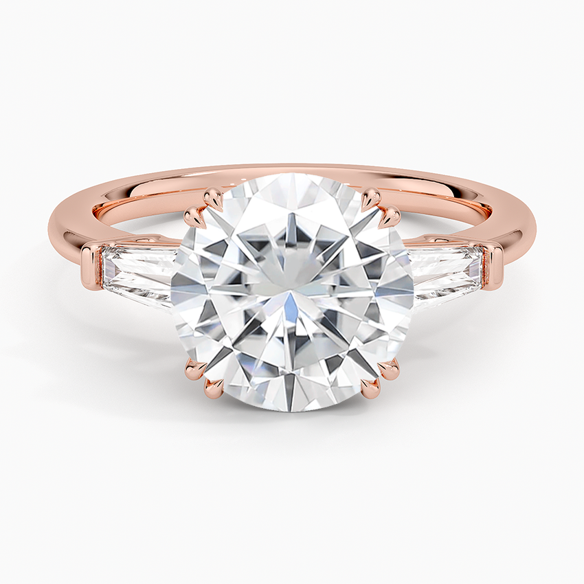 Moissanite Symphony Double Prong Three Stone Diamond Ring (1/2 ct. tw.) in 14K Rose Gold