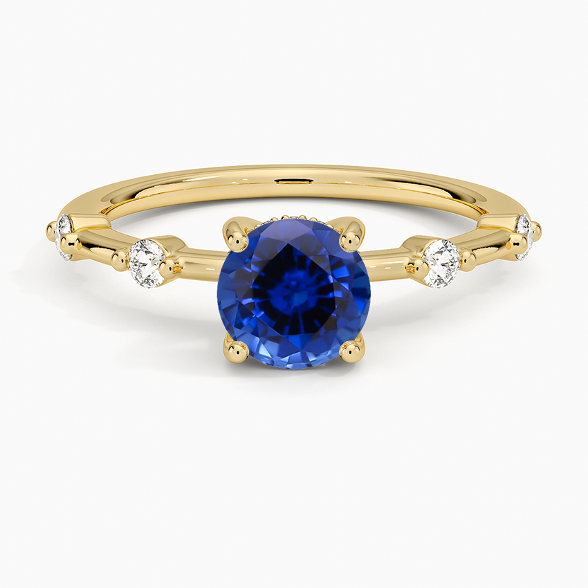 Sapphire Aimee Hidden Halo Diamond Ring in 18K Yellow Gold