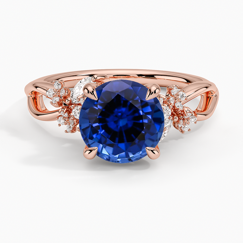 Lab Grown Sapphire Summer Blossom Diamond Ring (1/4 ct. tw.) in 14K Rose Gold