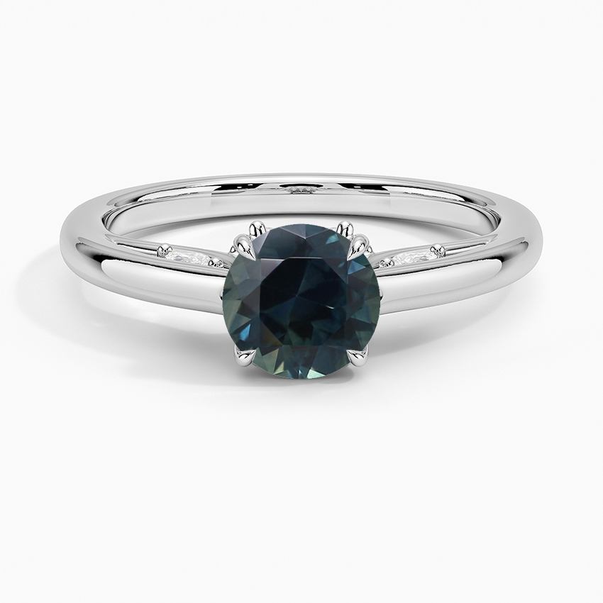Sapphire Secret Garden Adorned Gallery Solitaire Ring (1/3 ct. tw.) in 18K White Gold