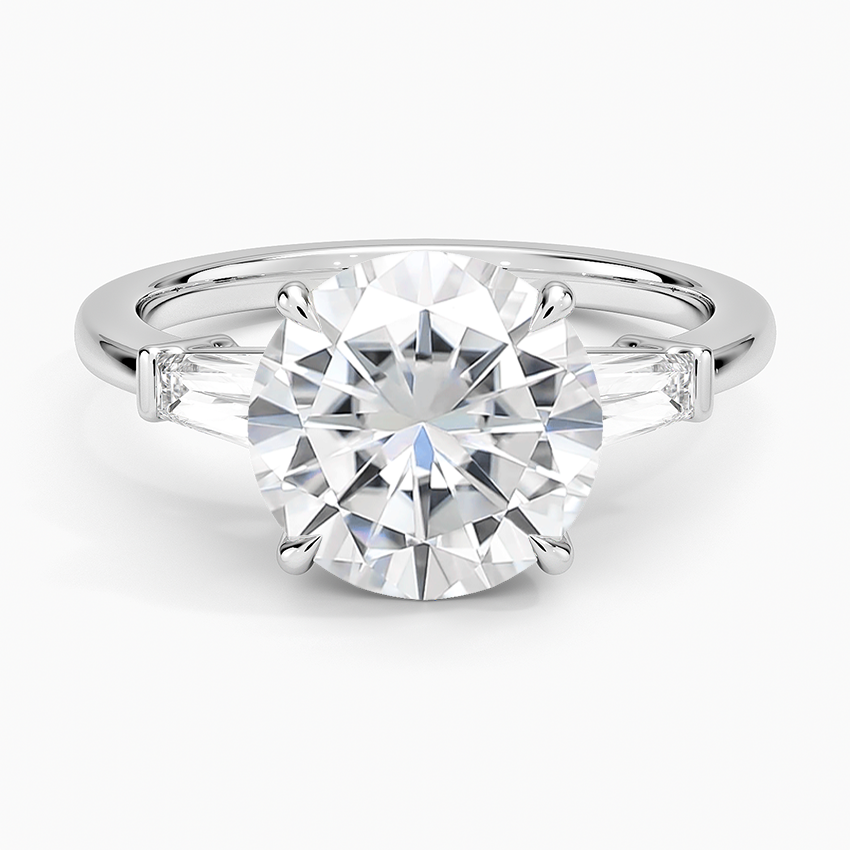 Moissanite Symphony Tapered Baguette Three Stone Diamond Ring (1/2 ct. tw.) in 14K White Gold