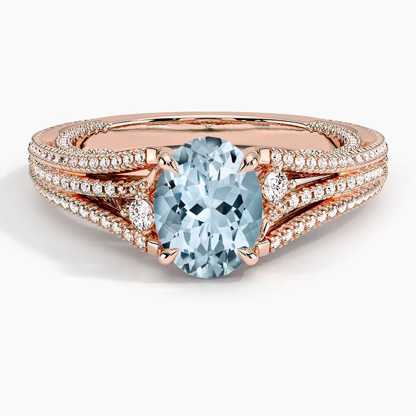 Rose Gold Aquamarine Sincelo Diamond Ring (3/4 ct. tw.)