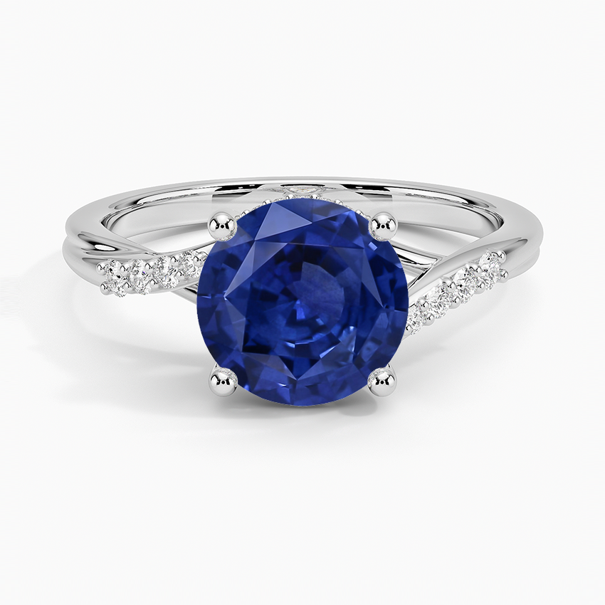 Sapphire Chamise Hidden Halo Diamond Ring in 14K White Gold