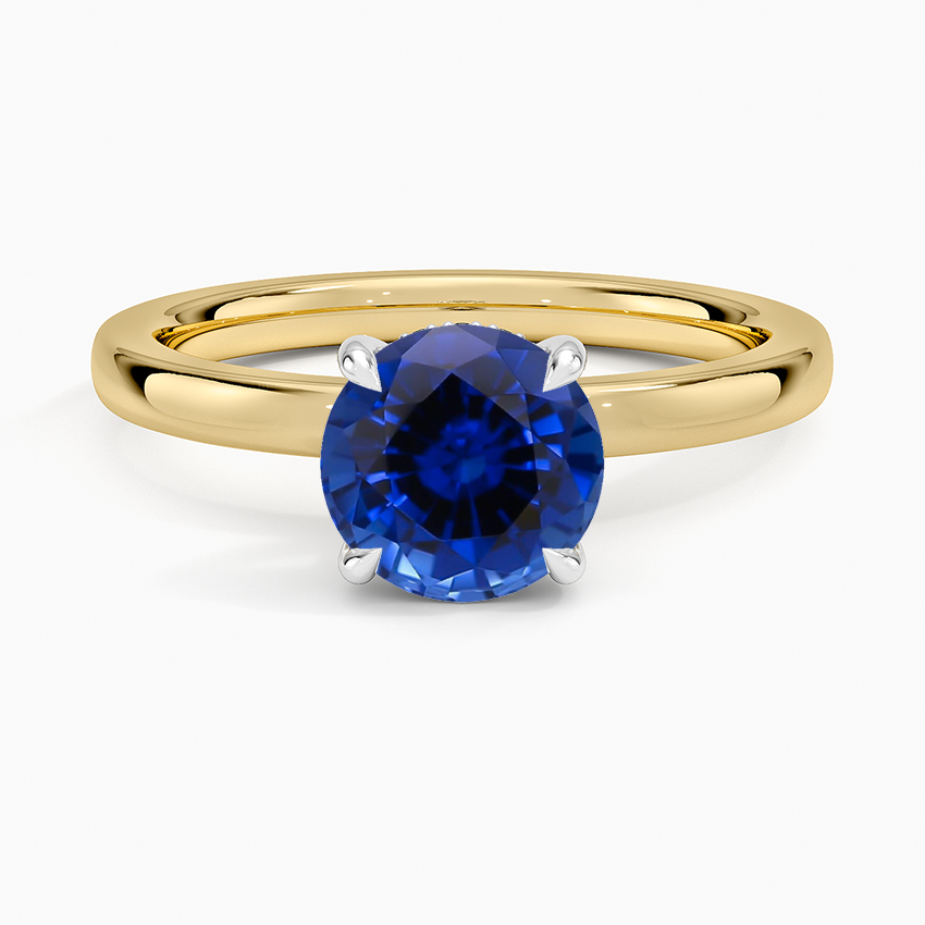 Sapphire Audrey Mixed Metal 2mm Diamond Ring in 18K Yellow Gold