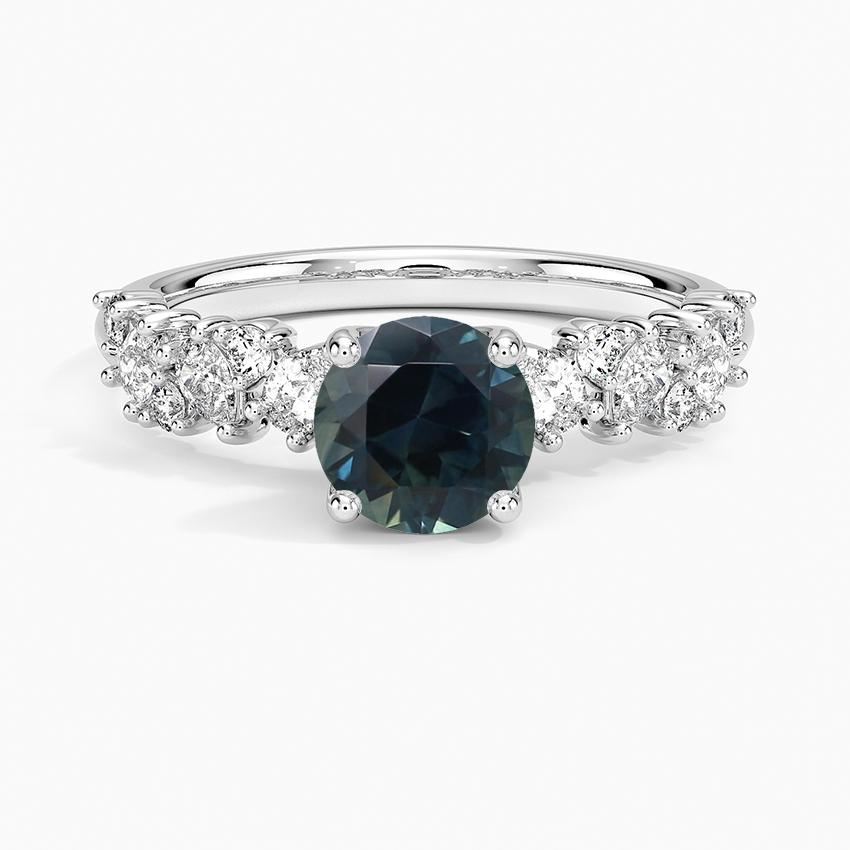 Sapphire Olivetta Diamond Ring in 18K White Gold