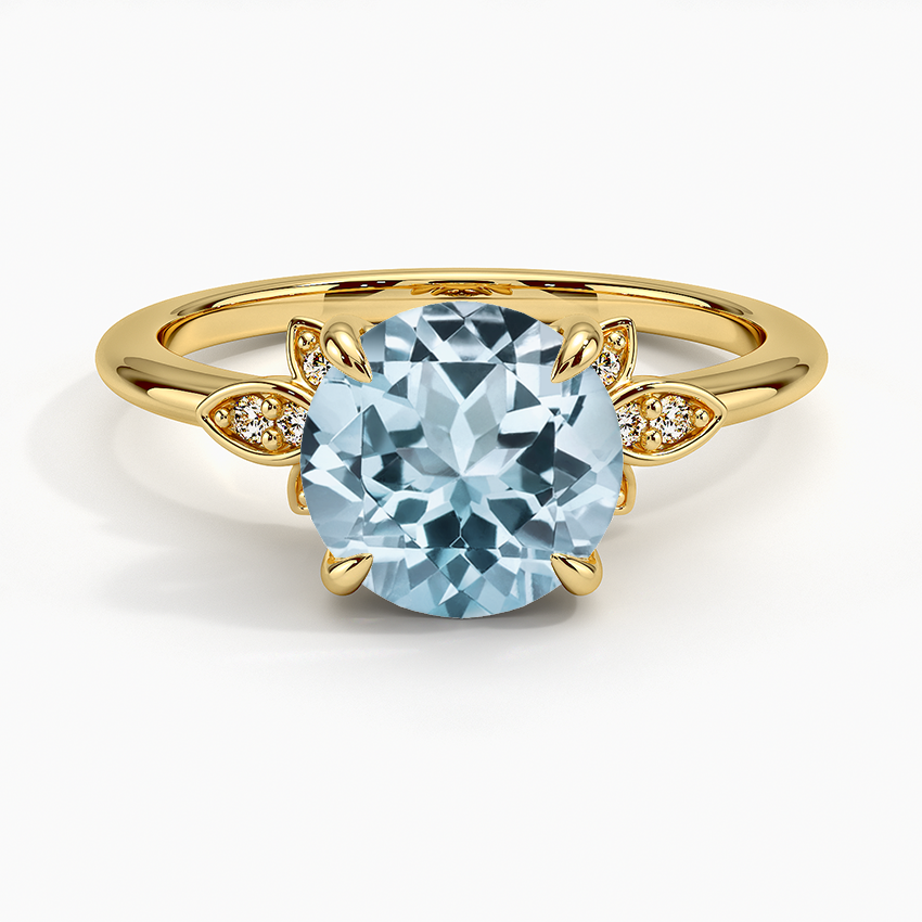 Aquamarine Fiore Diamond Ring in 18K Yellow Gold