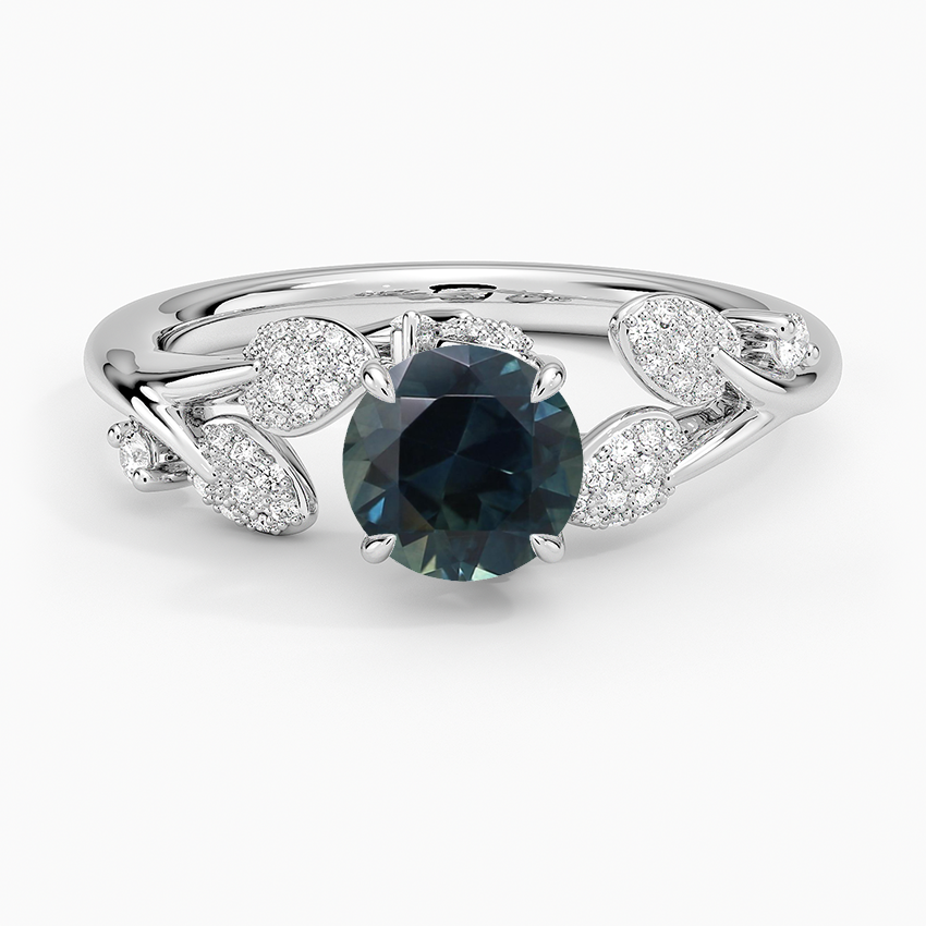 Sapphire Canopy Diamond Ring in 18K White Gold