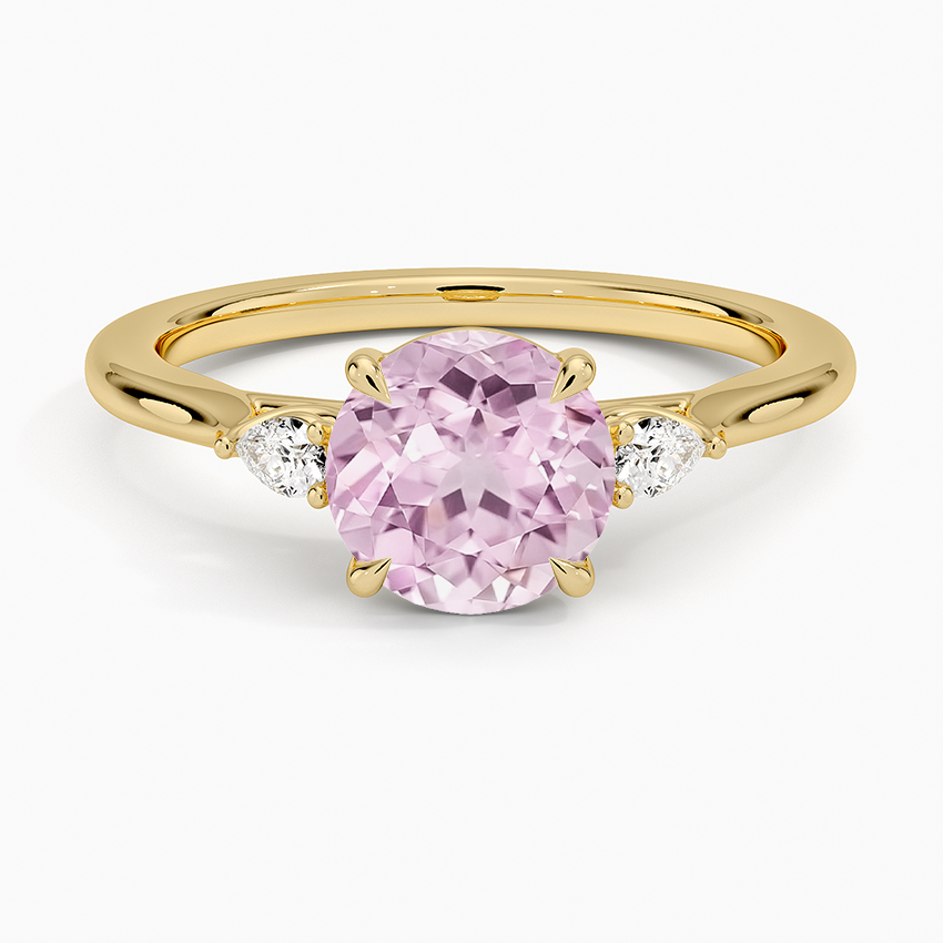 Lab Grown Sapphire Aria Perfect Fit Three Stone Diamond Ring in 18K Yellow Gold