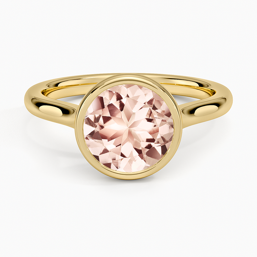 Morganite Luna 2mm Bezel Ring in 18K Yellow Gold