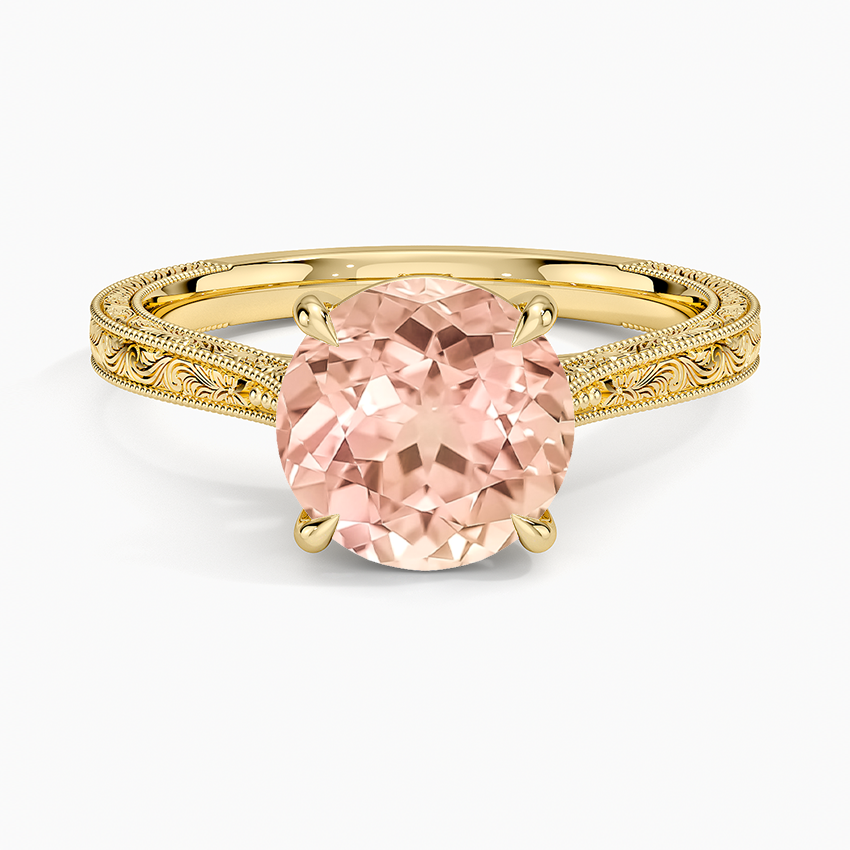 Lab Grown Sapphire Elsie Engraved Ring in 18K Yellow Gold