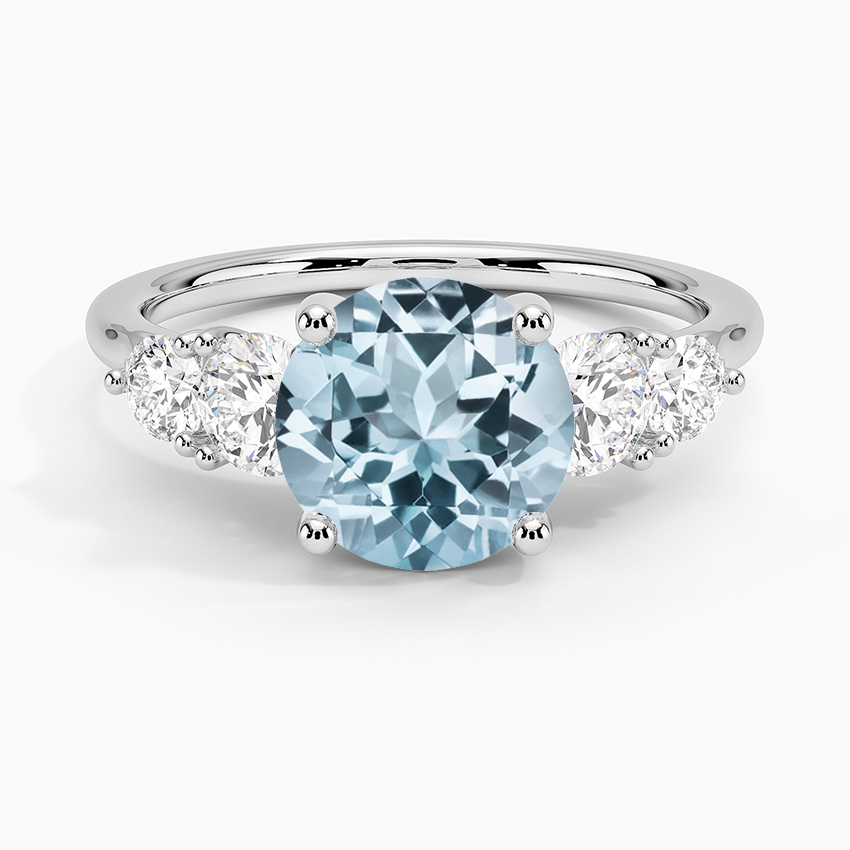 Aquamarine Amelia Five Stone Diamond Ring (3/4 ct. tw.) in 18K White Gold
