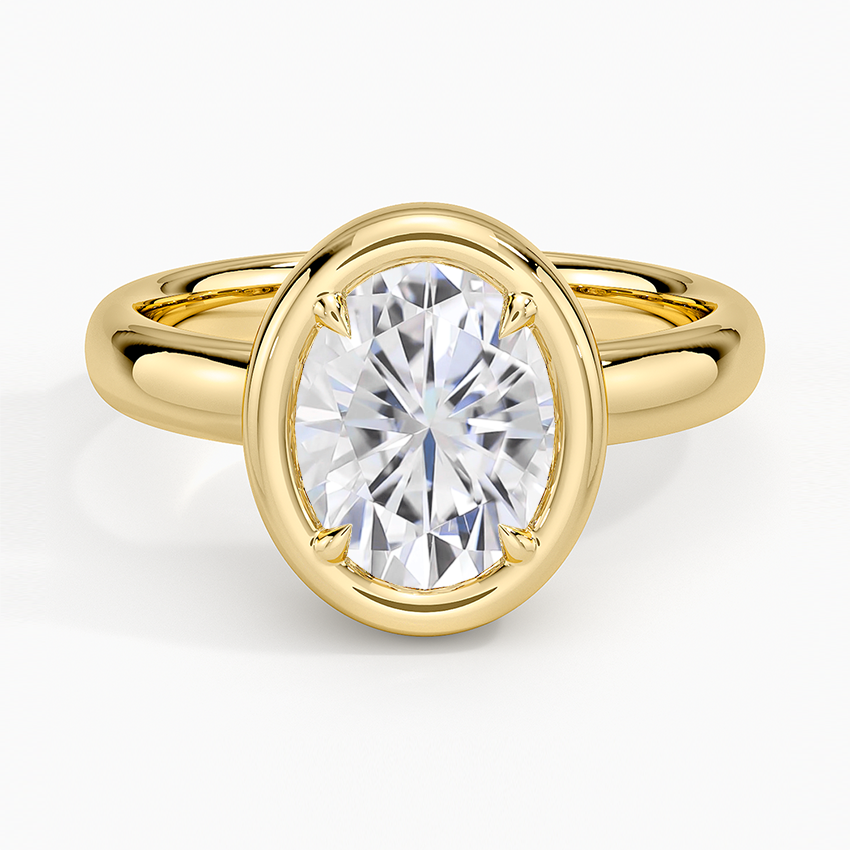 Moissanite Andrea Bezel Prong Ring in 18K Yellow Gold